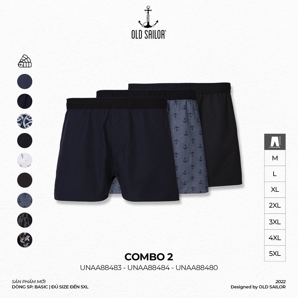Bộ 3 quần ngủ nam old sailor chất vải cotton form rộng quần short nam mặc ngủ thoáng mát big size