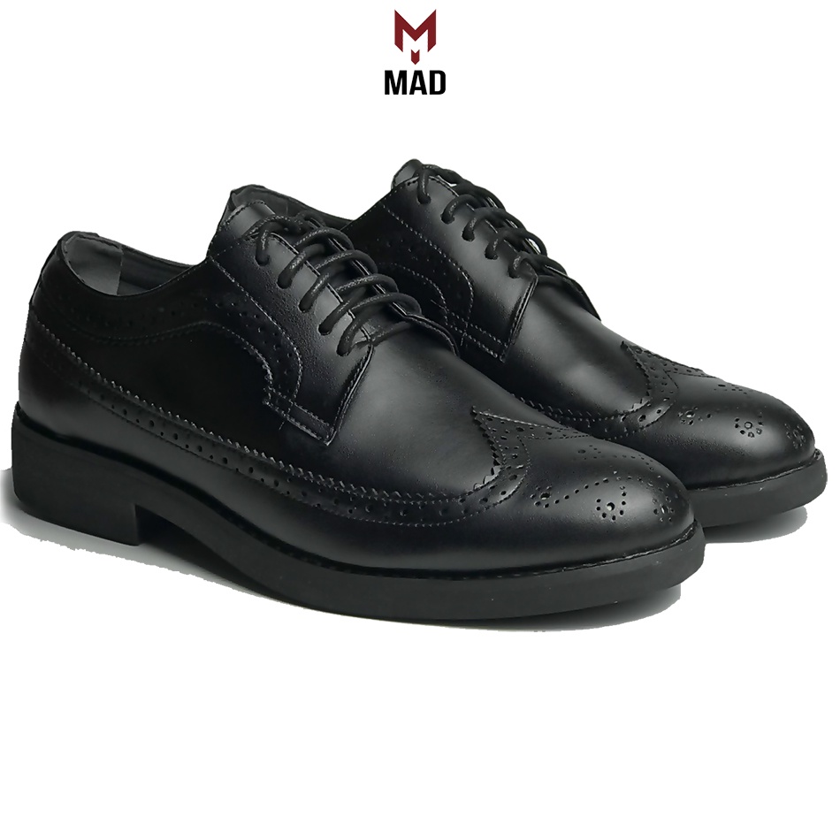Giày tây Derby Brogues Longwing MAD Shoes black công sở nam da bò cao cấp