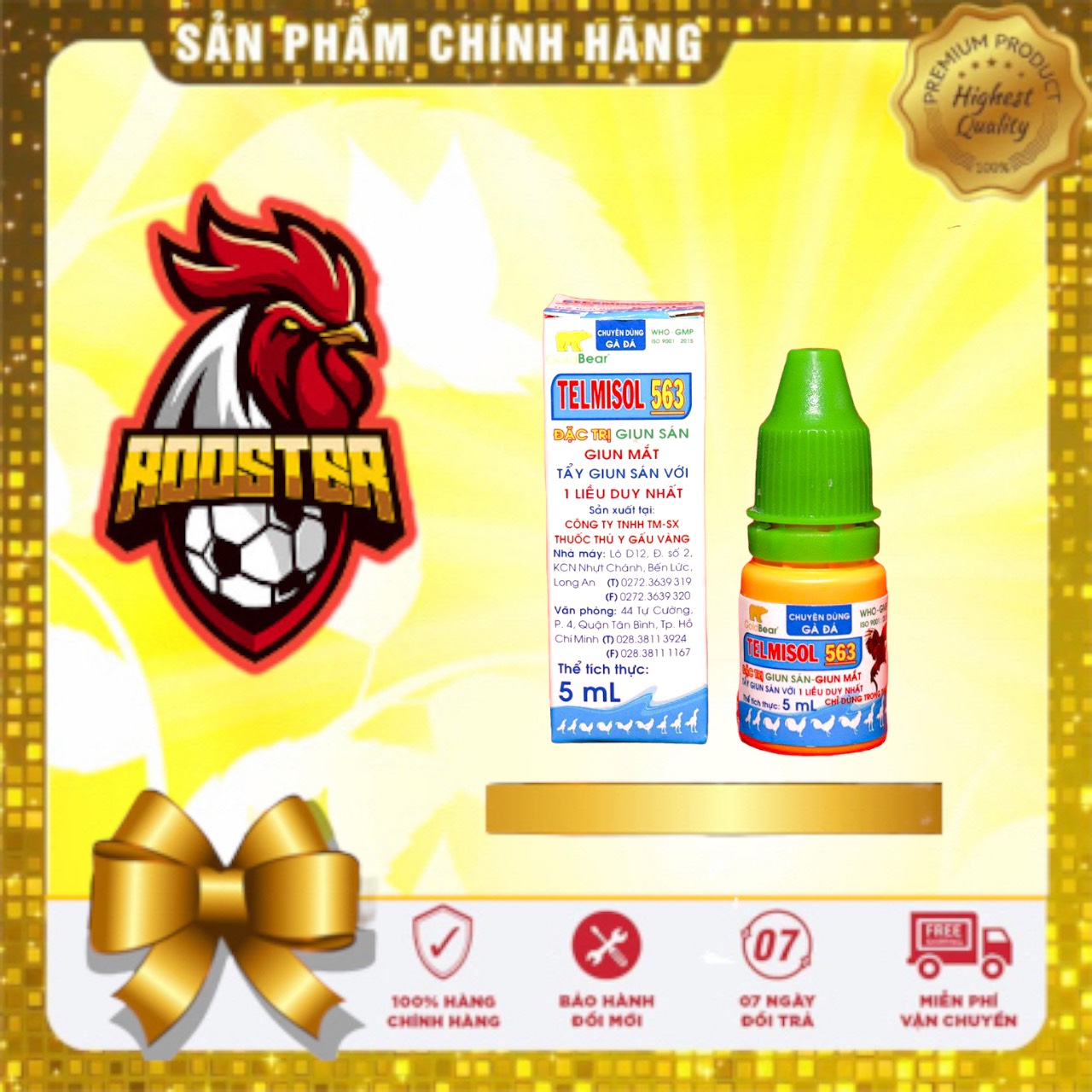 Telmisol 563 thuốc tẩy giun sán, giun mắt gà đá 5ml