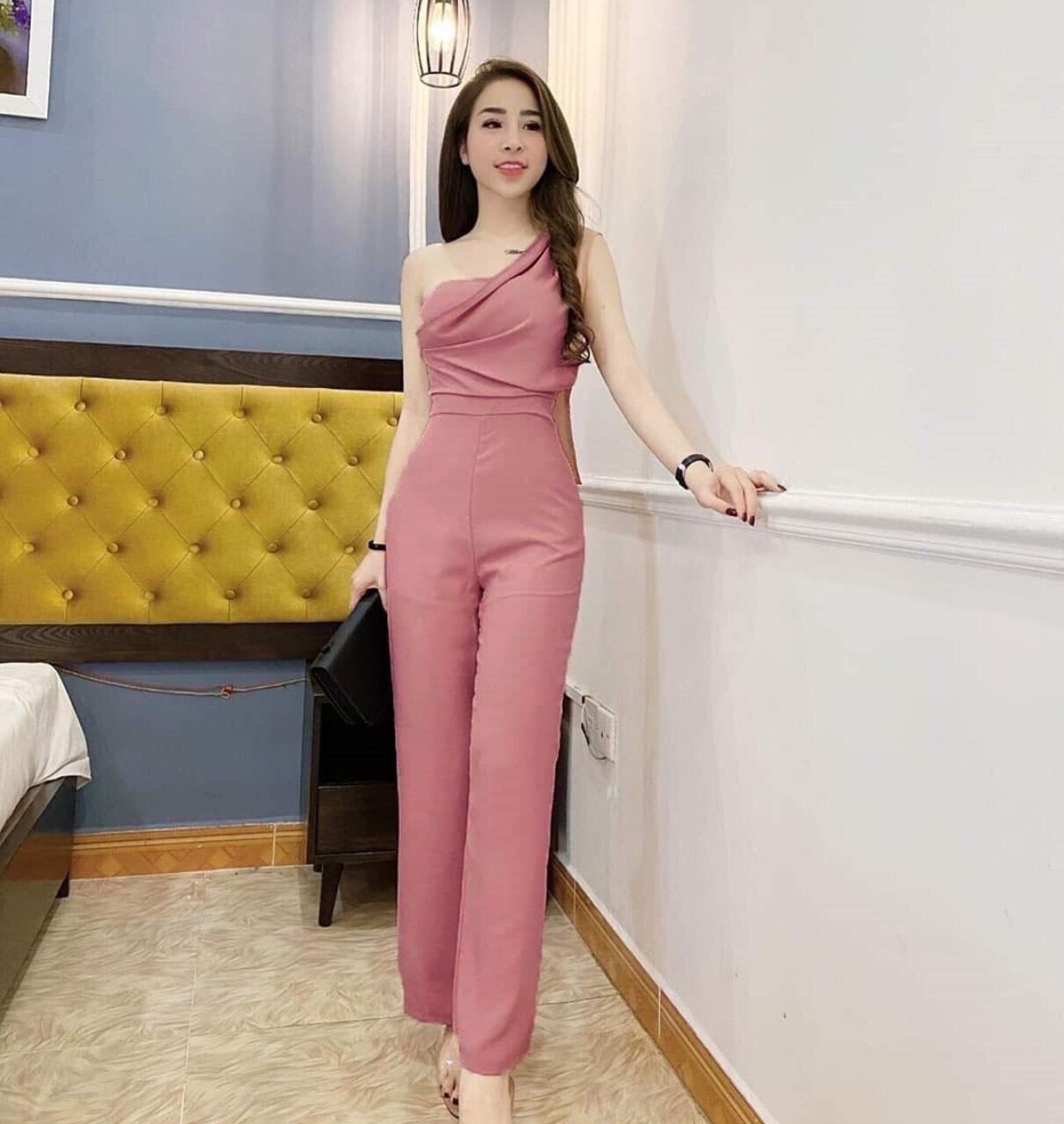 Jum lệch vai xếp ly quyến rũ thời trang thiết kế lanchi jl65