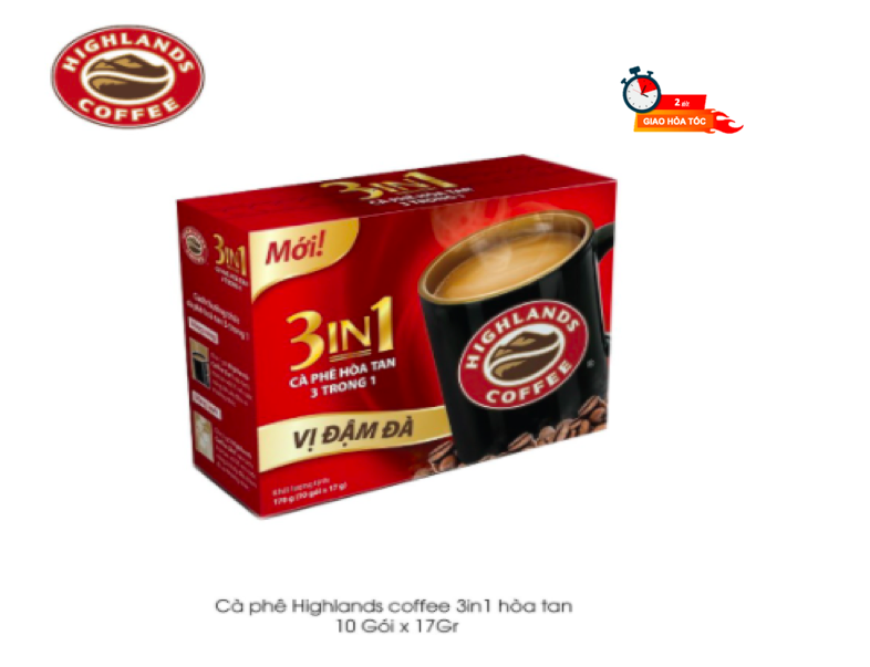 Cà Phê Highlands Coffee Cafe Hòa tan 3 in 1 - Hộp 10 gói - Mới sản xuất - Thích hợp làm quà tặng - Date mới 2023