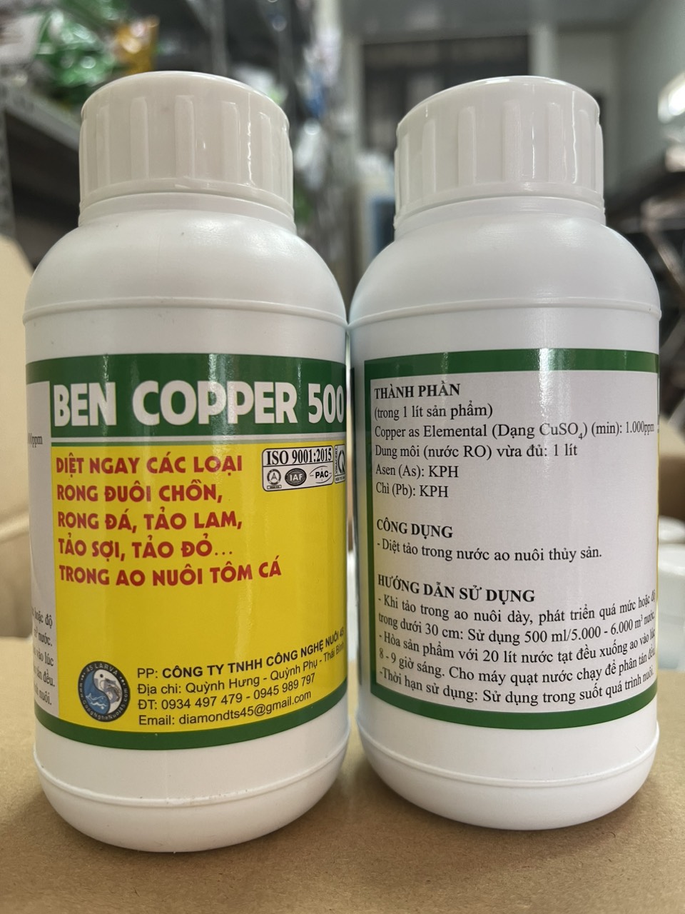 Diệt tảo ao nuôi BEN COPPER 500 chai 250ml Tảo lam, tảo sợi, tảo đỏ, rong đuôi chồn và..... Trong ao