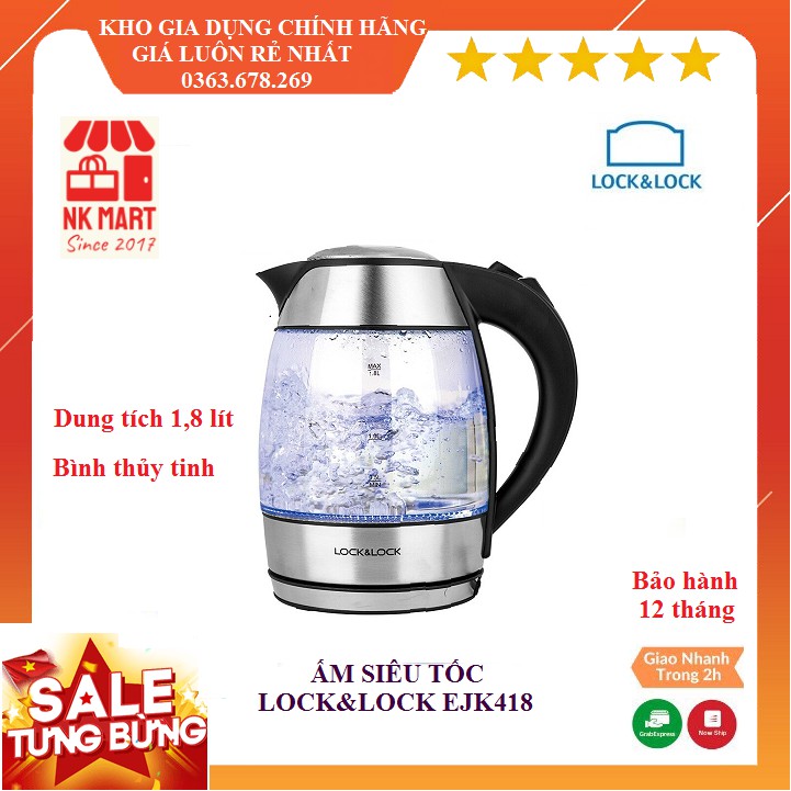 Ấm siêu tốc thuỷ tinh lock & lock ejk418
