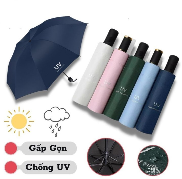 Ô Dù Che Mưa Đi Nắng Gấp Gọn Chống Tia UV , Chống Tia Cực Tím 2 Chiều Cỡ Lớn - Ô Che Nắng , Mưa Cầm 