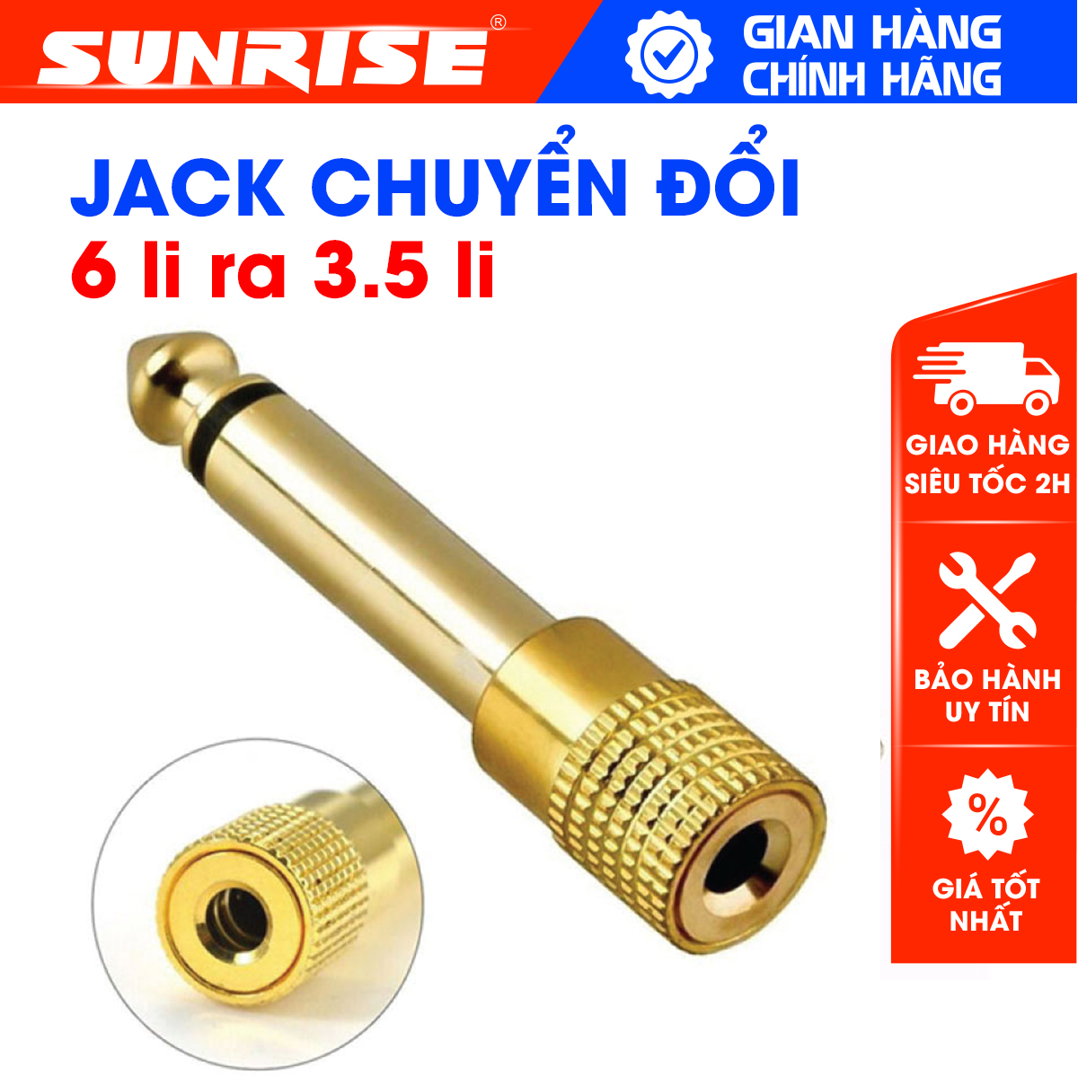Jack chuyển đổi 6 li sang 3 li 3.5mm đa năng tiện lợi, Sunrise music