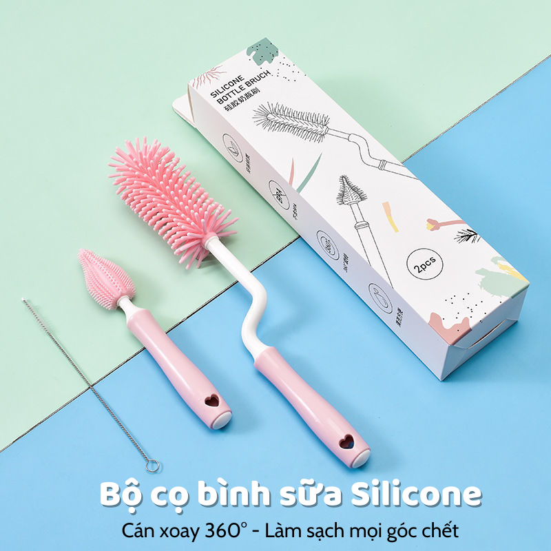 Bộ Cọ Rửa Bình Sữa và Núm Ty 360 Độ, Làm Sạch Ống Hút Chai, An Toàn, Không Chứa BPA