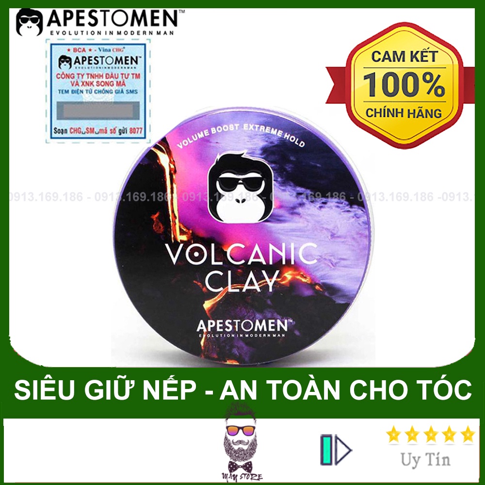 Sáp vuốt tóc nam volcanic clay apestomen cao cấp - 80gr