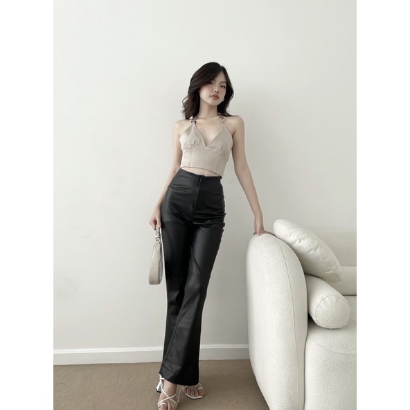 Quần da cạp cao hera leather pants - tipblu
