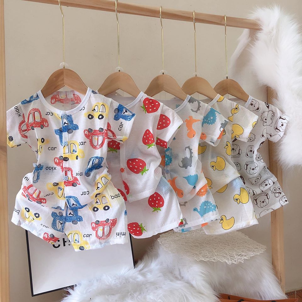 combo 5 bộ cotton giấy cộc tay cho bé  (4-12kg)