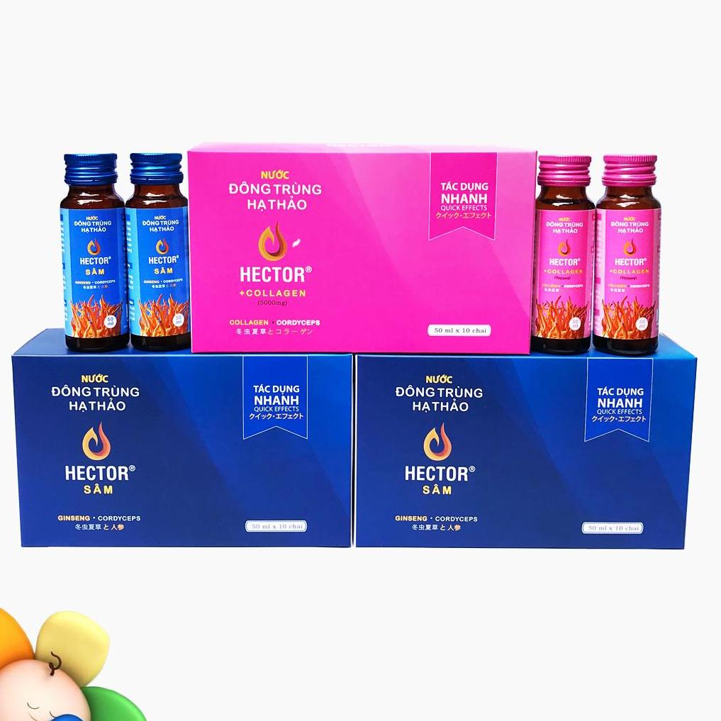 Combo 1hộp đông trùng hạ thảo hector collagen + 2 hộp hector sâm
