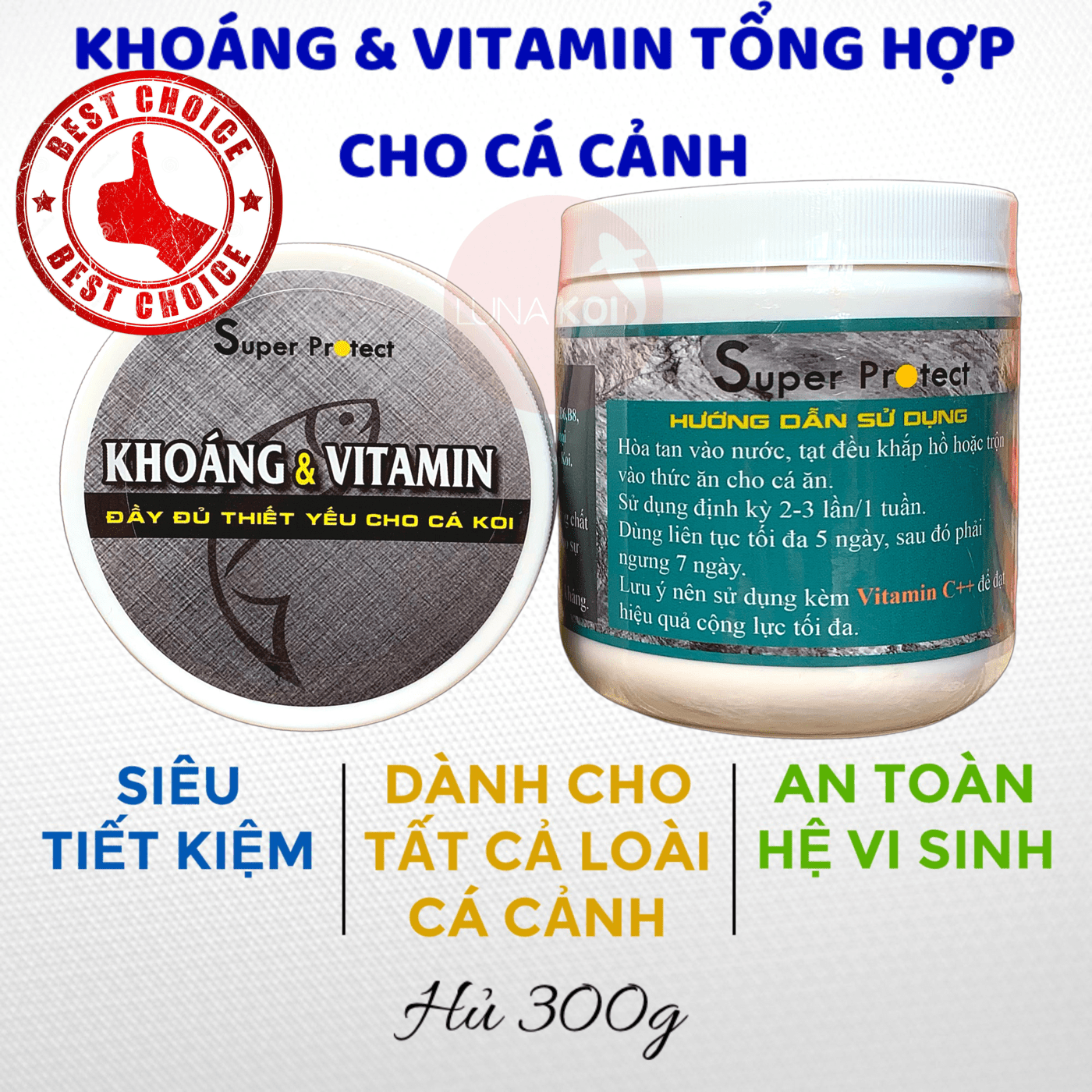 Khoáng và Vitamin tổng hợp cần thiết đầy đủ tốt cho cá cảnh, cá Koi Super Protect