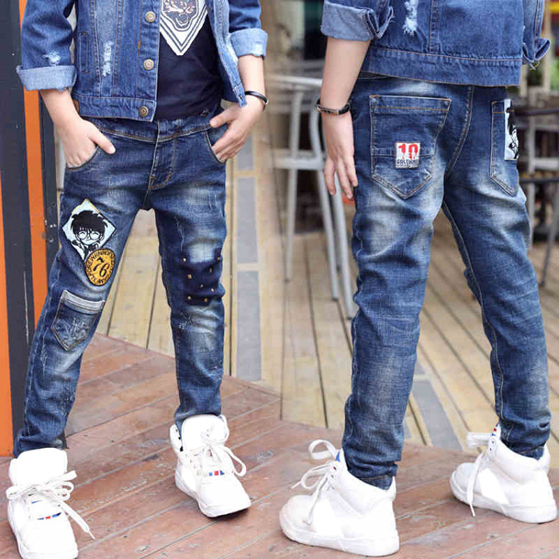ienens 4-11 years young boy casual clothes trousers boys slim straight jeans kids baby children fashion denim clothing long pants elastic waist bottoms 1