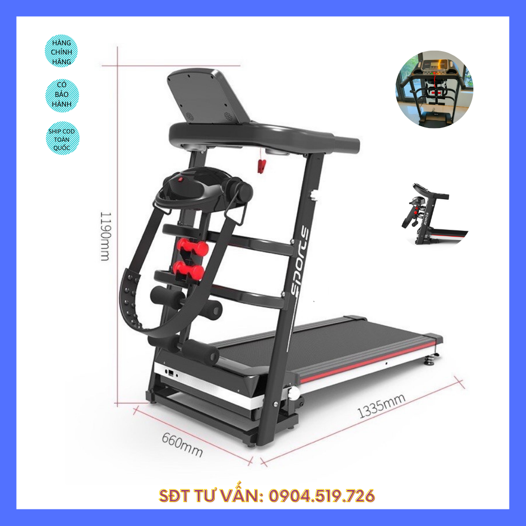 Máy chạy bộ đa năng - máy chạy bộ gấp gọn băng tải dày 5 lớp siêu bền