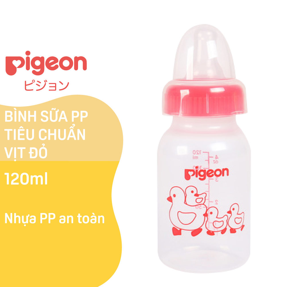Bình sữa cổ hẹp PP tiêu chuẩn Vịt đỏ Pigeon 120ml