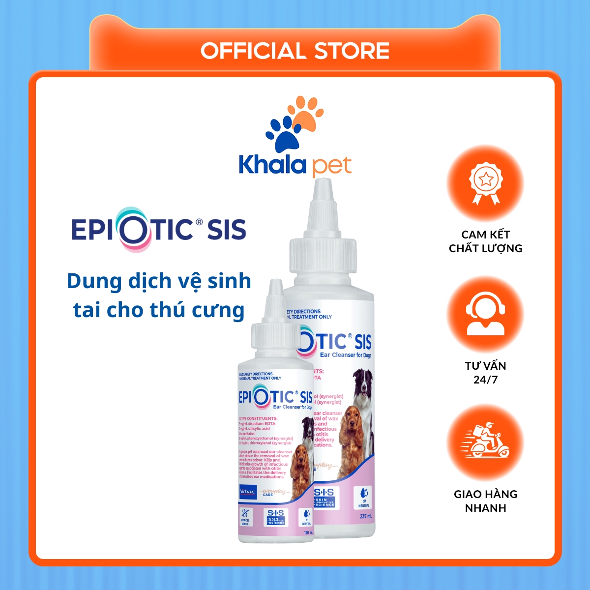 Epiotic dung dịch vệ sinh tai chuyên dụng dành cho thú cưng Virbac