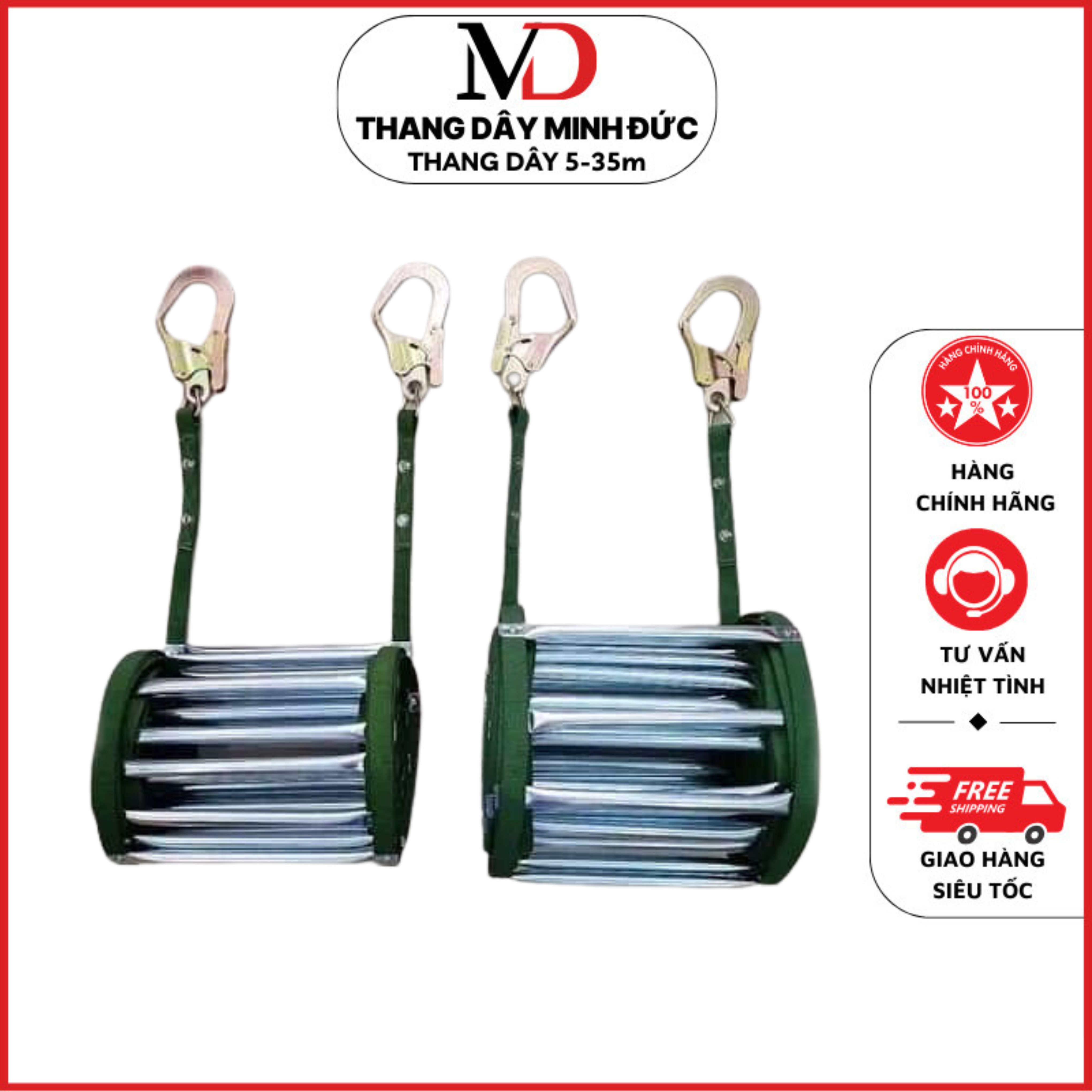 Thang dây thoát hiểm 5 m an toàn, thang bảo hộ đề phòng hoả hoạn chắc chắn