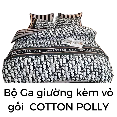 Bộ ga giường kèm vỏ gối KHÔNG KÈM RUỘT - Bộ chăn ga gối Cotton Poly 3 món, chất liệu cao cấp, CÓ BO CHUN SẴN