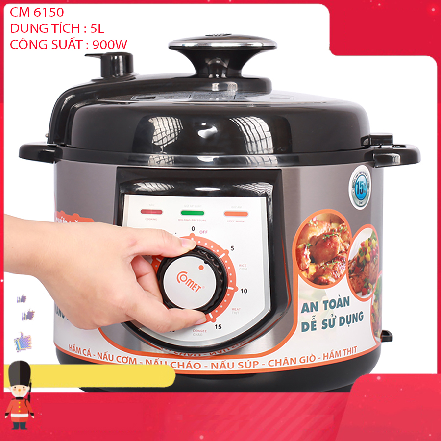 Nồi áp suất đa năng comet - cm6150 5.0l - công suất 900w - nồi áp suất lắp rời tiện dụng hầm-kho-nấu ... bh 1 đổi 1 bởi shop đông dương stors