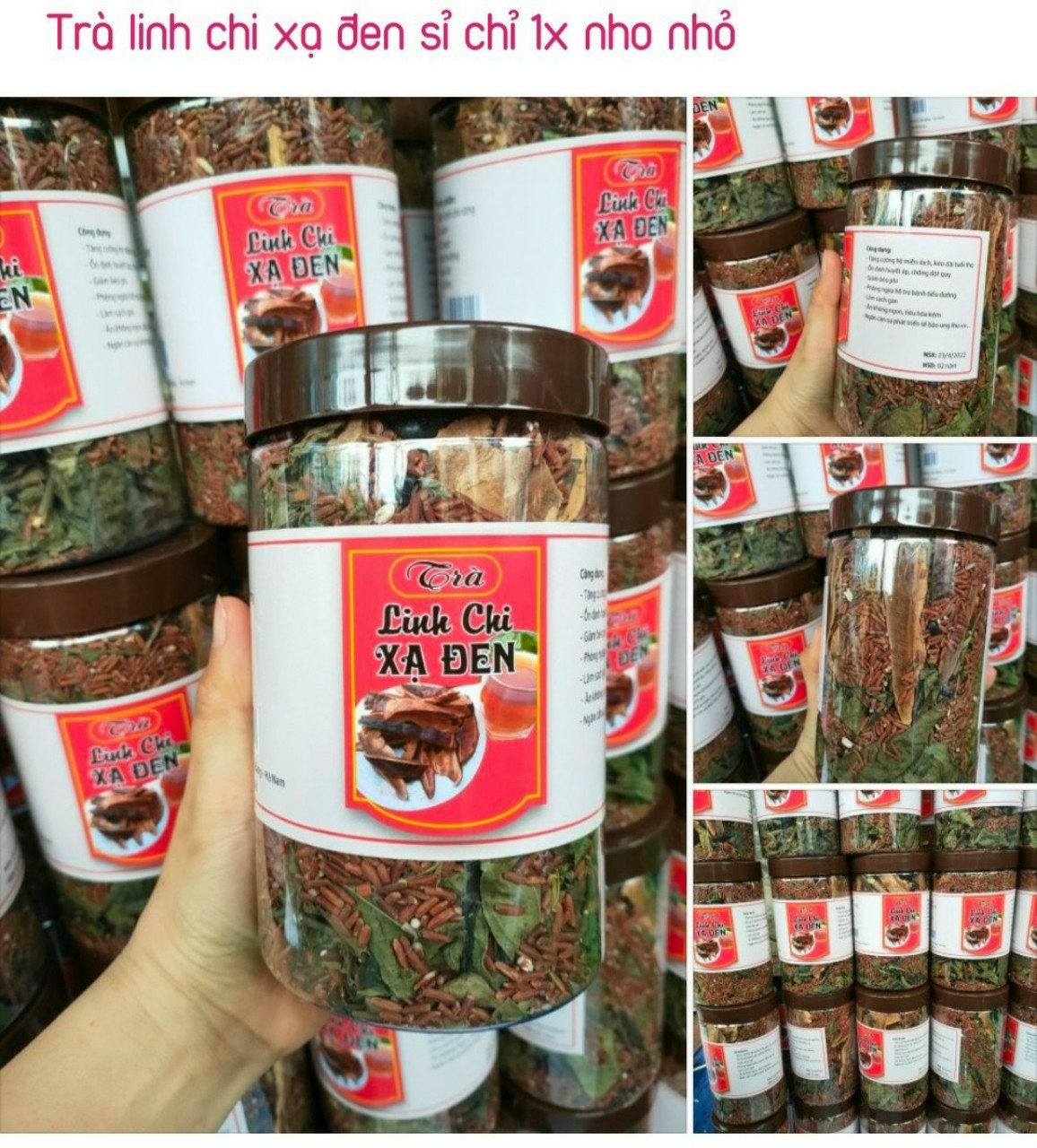 Trà thảo mộc linh chi xạ đen gạo lứt , đỗ đen - thanh lọc cơ thể hũ 500g