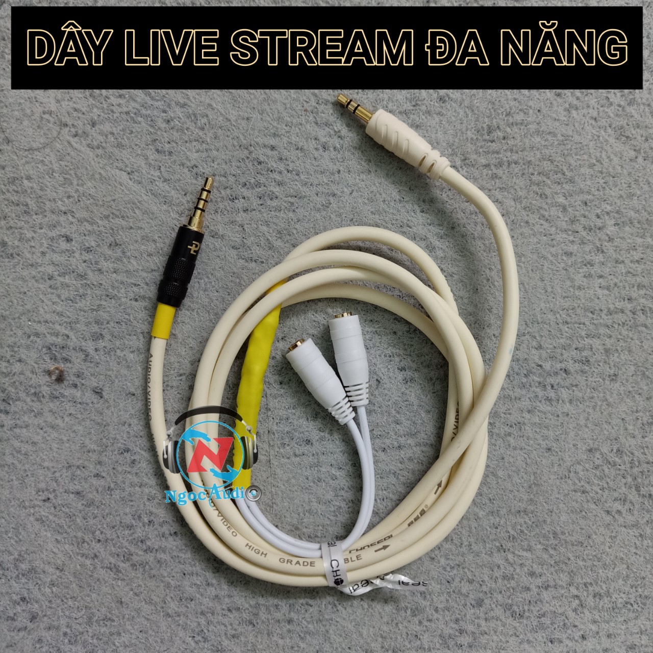 Dây Live stream đa năng thu âm có jack chia tai nghe sử dụng được cho sound card ,mixer,và tất cả dòng micro C11 C7 C25 C28.....