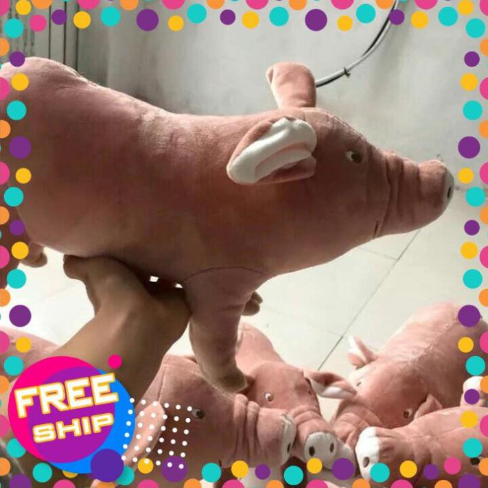 Thú nhồi bông mềm màu hường hình con Lợn size to
