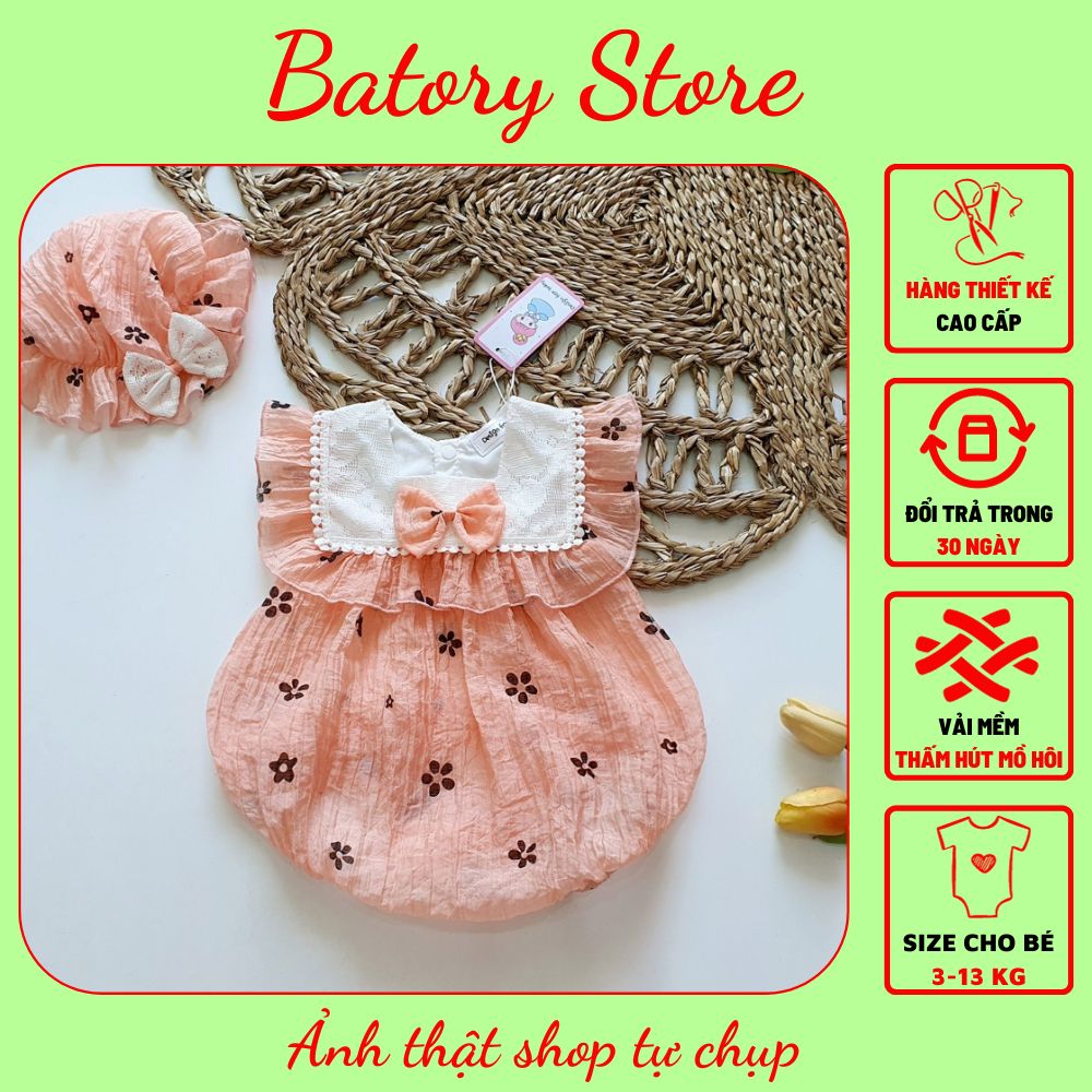 [3-12kg] Áo liền quần Body Chip Cho bé gái trẻ sơ sinh màu cam TẶNG KÈM Băng đô Hàng thiết kế Chất liệu siêu mềm mát và an toàn BATORY STORE Cửa hàng quần áo trẻ em Body chip Bodysuit