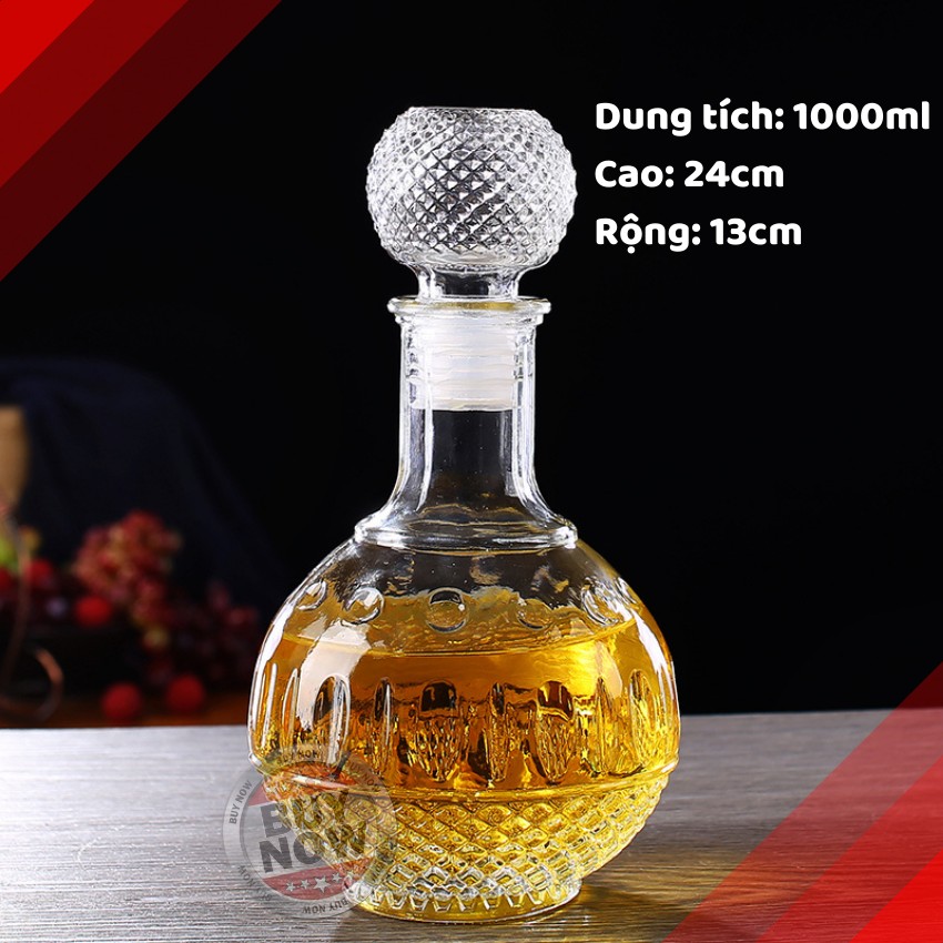 Chai Đựng Rượu Thủy Tinh 1000ml - Chai Thủy Tinh Đựng Rượu 1000ml – M03 - Chai Thủy Tinh Đựng Rượu - Bình Ngâm Rượu - Chai Rượu Kiểu – Vỏ Chai Rượu Đẹp – Vỏ Chai Rượu 850ml - Topbanchaynhat