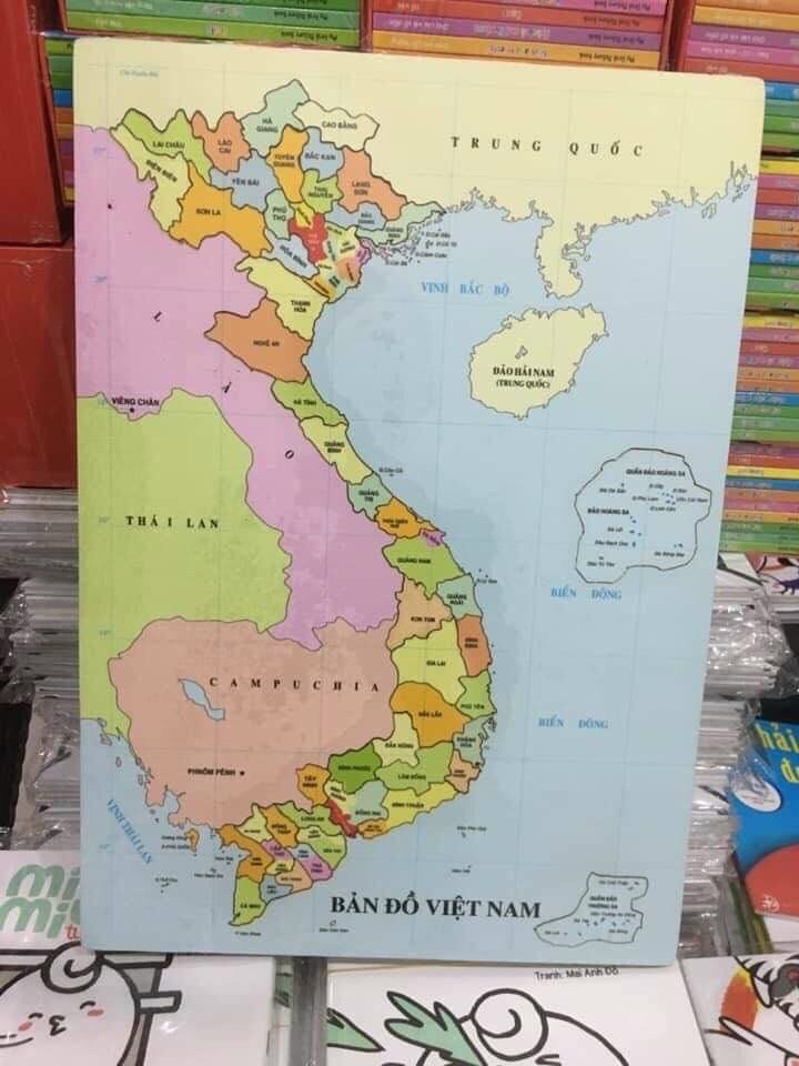 Bản đồ gỗ Việt Nam lắp ghép khổ A3, giúp trẻ phát triển tư duy