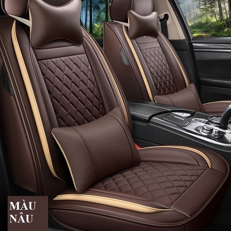 [HCM]Áo ghế Bộ 5 Áo bọc ghế có 2 gối DA CAO CẤP 6D Hotaco mềm mịn dễ vệ sinh bộ áo trùm ghế xe 5 chỗ trùm kín ghế không hở sườn