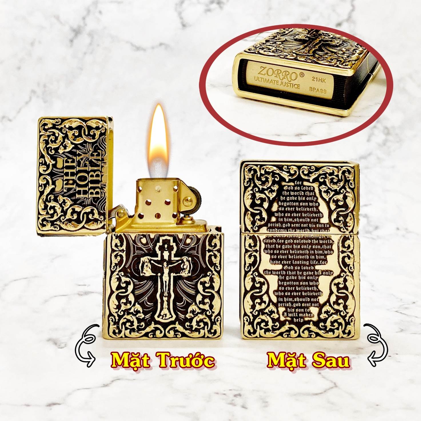 Bật lửa hột quẹt bật lửa zippo zorro hình quyển sách kinh thánh the holy bible - ruột vàng - #vàng kim loại nguyên khối xài xăng -bật lửa hột quẹt sinh tồn-shop trường hưng có video cho khách tham quan
