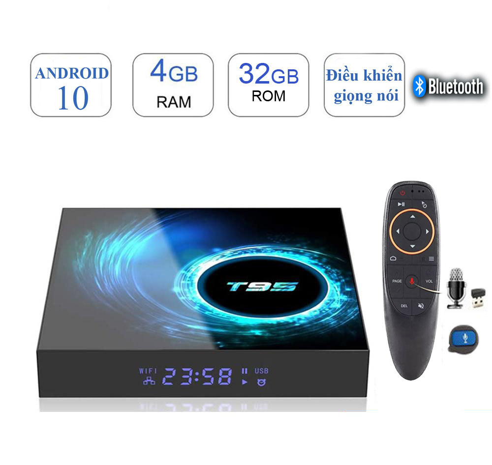 Android Tivi Box t95 4G Ram 32G Rom điều khiển cử chỉ và giọng nói tiếng việt cài đặt sẵn bộ ứng dụng giải trí