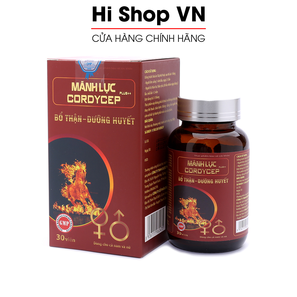 Tăng cường sinh lý nam Mãnh Lực Cordycep Plus bổ thận dưỡng huyết - Hộp 30 viên