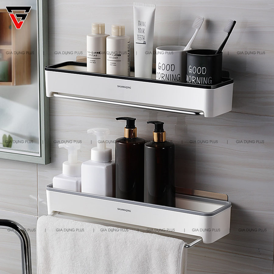 Kệ chữ nhật dán tường nhựa ABS đan nặng tiện lợi, dùng để đựng đồ, các vật dụng trong nhà tắm, nhà vệ sinh, nhà bếp một cách gọn gàng