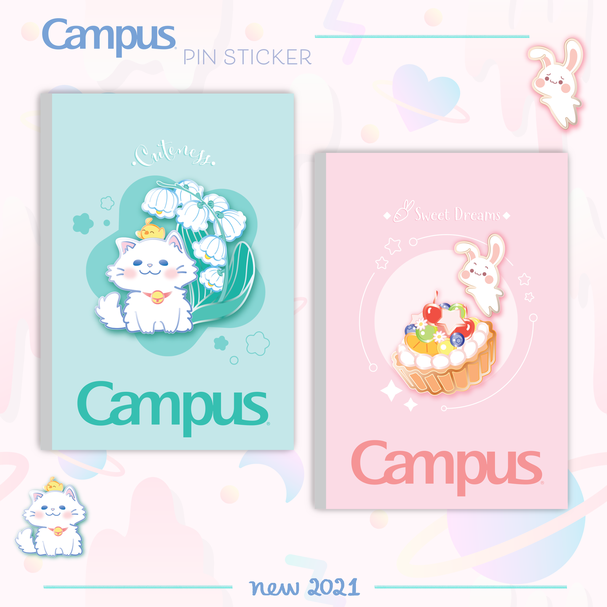 Vở Kẻ Ngang Campus PIN STICKER 120 trang – Định Lượng 70g/m2 - Không Chấm - Gáy Dán - PIN120