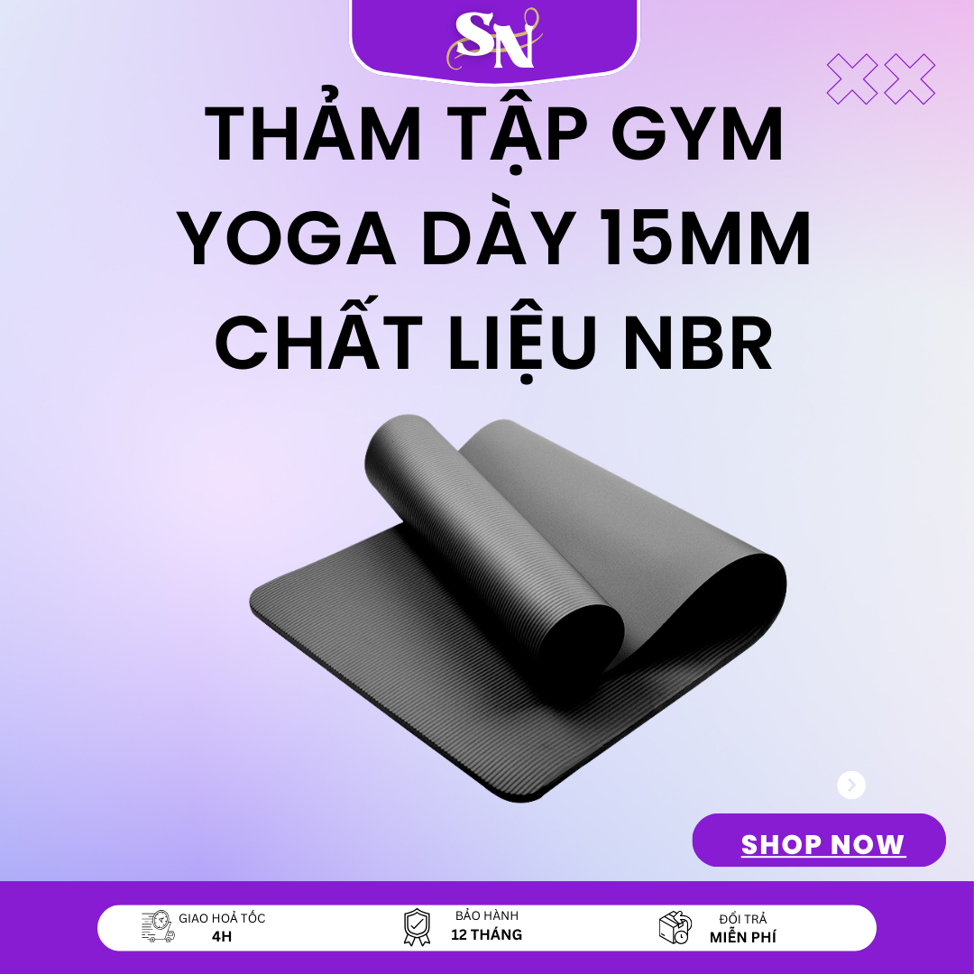 Thảm tập gym yoga tại nhà ,dày 15mm, chất liêu NBR cao cấp, chống thấm nước, chống trượt Thảm Tập Gym Yoga Dày 15mm Chất Liệu NBR, Bám Dính Chắc Chắn, Chống Trơn Trượt, Chống Thấm Tuyệt Đối. Chính Hãng SUNO.Top