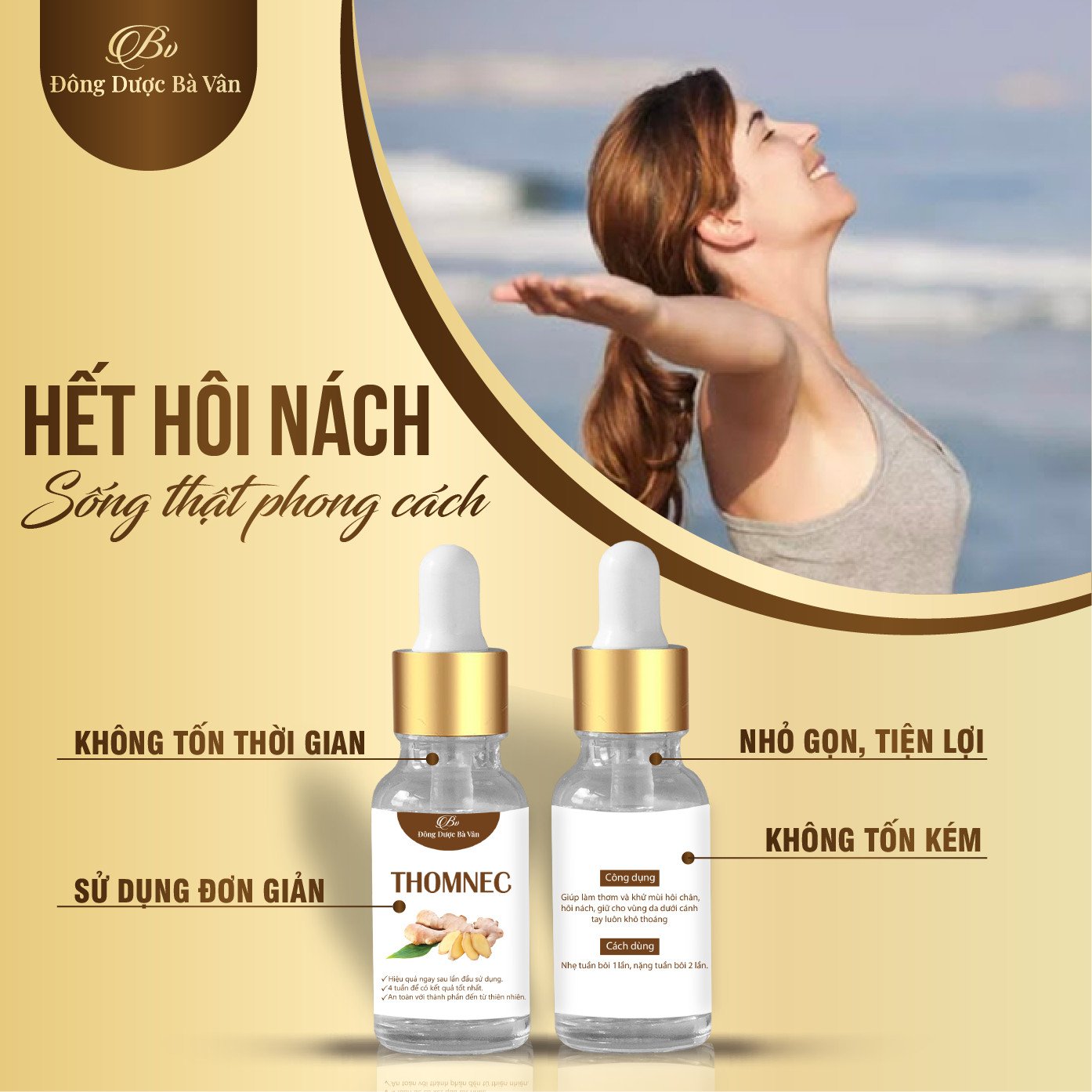 Khử Mùi Cơ Thể - THOMNEC Hiệu Quả 100% Hàng Chính Hãng Của Đông Dược Bà Vân, Hôi Nách - Hôi Chân - Mồ Hôi Tay Đã Có THOMNEC Hiệu Quả Ngay Từ Lần Dùng Đầu Tiên, Bảo Hành 1 Đổi 1 Trong 7 Ngày