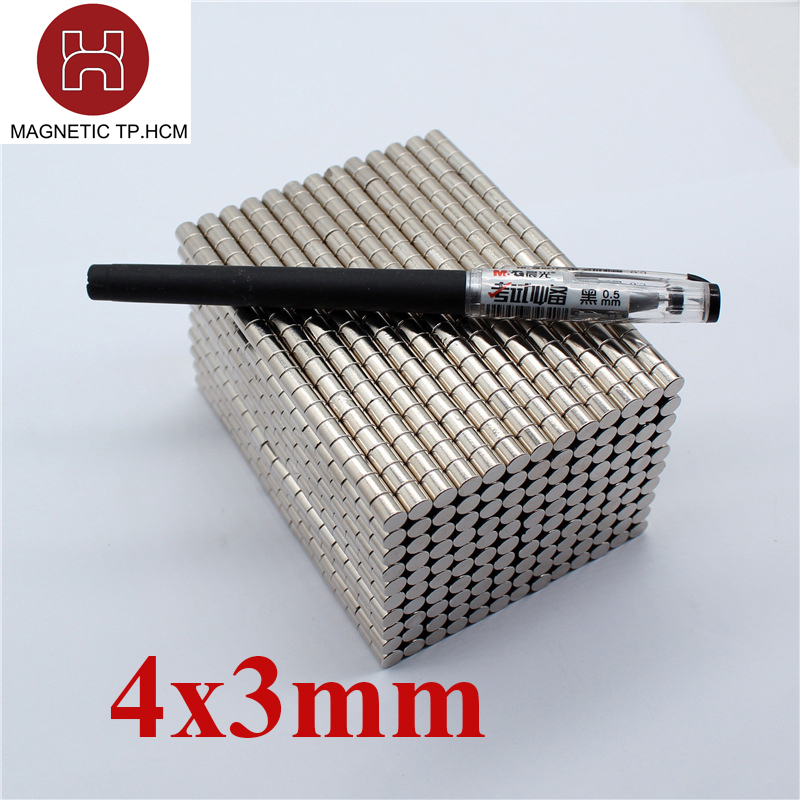 Nam châm tròn trắng đất hiếm D4x3mm lực hút siêu mạnh, 10 viên nam châm tròn mạ niken, nam châm trắng chuẩn kích thước lực từ N35
