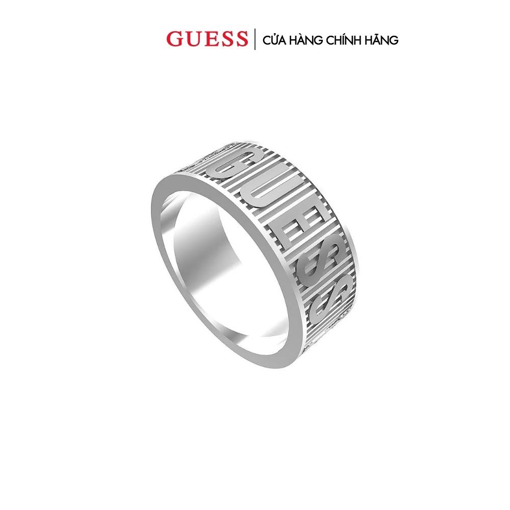 Nhẫn guess nam màu bạc 8mm logo ring stl-jumr01358jwst60