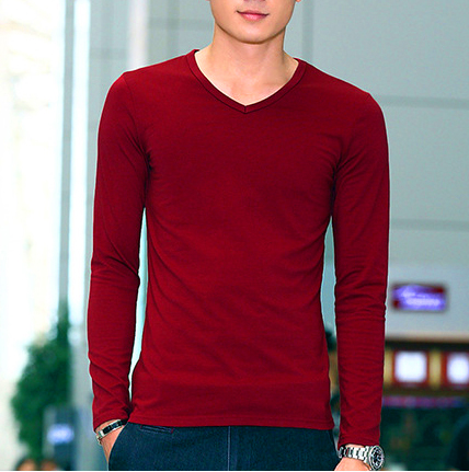 [ XẢ KHO GIÁ SỐC ] Áo phông nam cổ tim dài tay đẹp dáng body thời trang ( 5 màu 4 size ) ( IV )