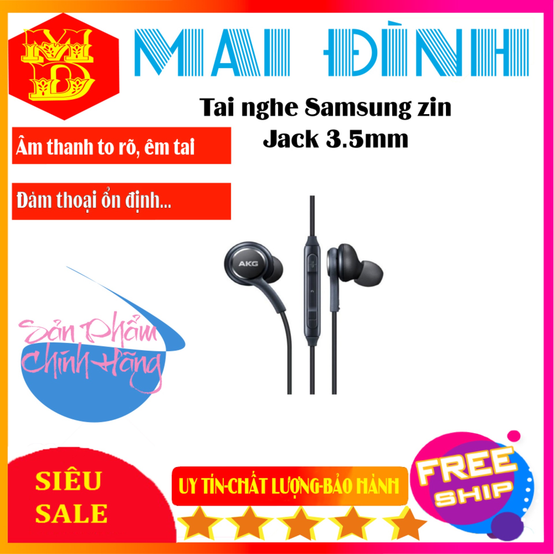Tai nghe nhét tai thương hiệu mai đình dành cho s8/s8+ s9/s9+ note 8/note 9 zin
