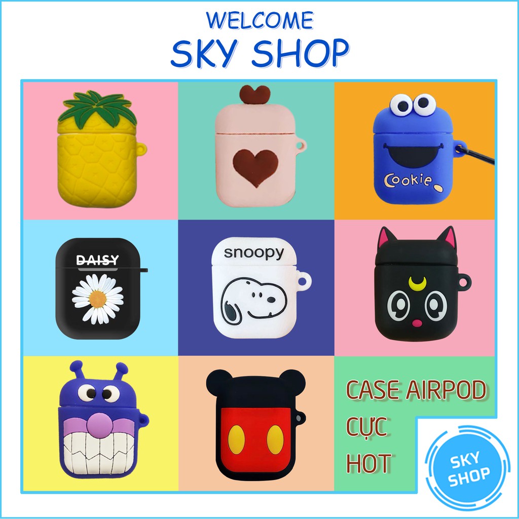 Vỏ ốp case Airpod bảo vệ bao đựng tai nghe không dây bluetooth 1/2/3/Pro/i12/i9/i7/tws Chống Va Đập - SKY SHOP