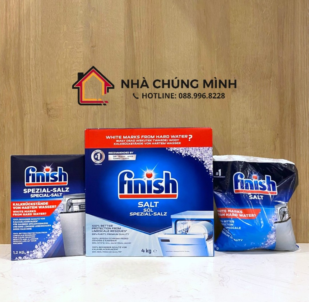 [Tặng viên lẻ cao cấp] Muối rửa bát Finish giúp làm mềm nước 4kg, 1.2kg,1kg