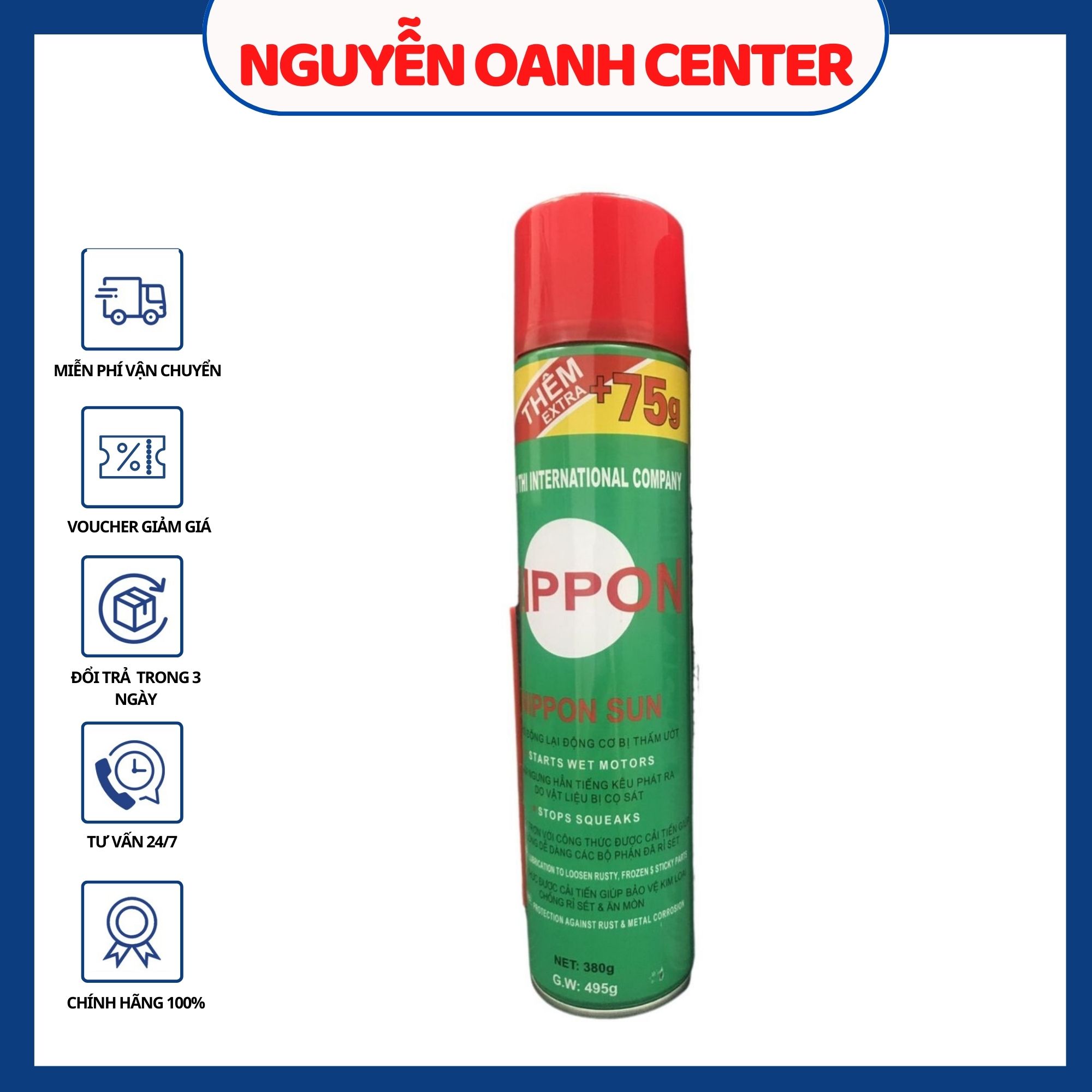 Xịt bôi trơn, chống sét giảm tiếng ồn NIPPON 495G