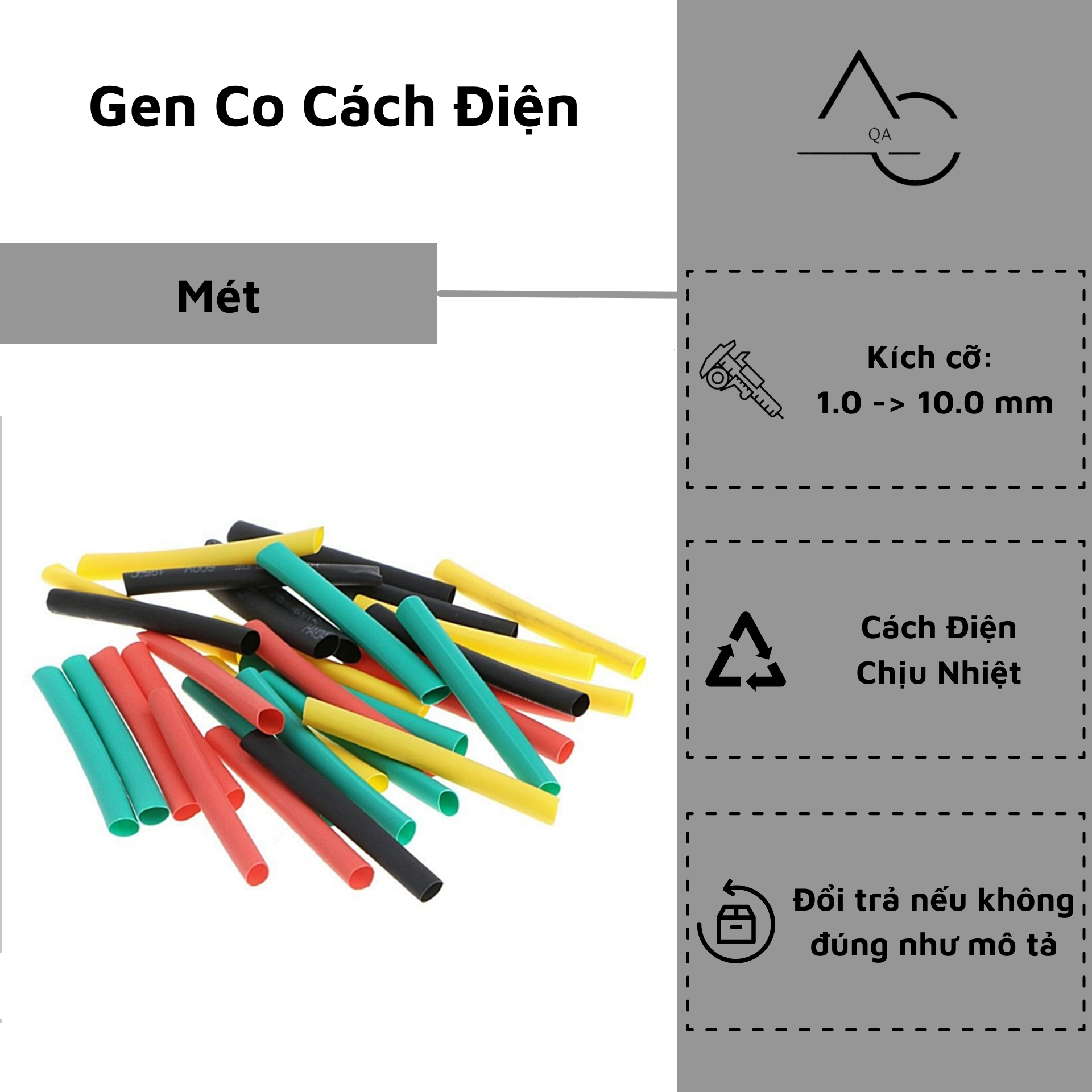 Gen Co Nhiệt Cách Điện (1 – 10mm) 1 Mét Ống Gen Cách Điện Cách Nhiệt Bọc Pin