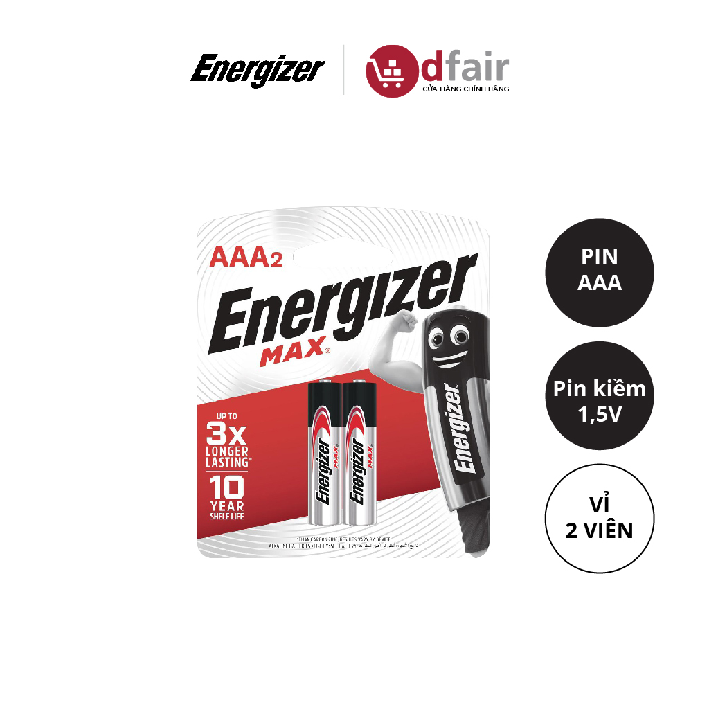 Vỉ 2 Viên Pin AAA Energizer Max E92 BP2 - 100193486