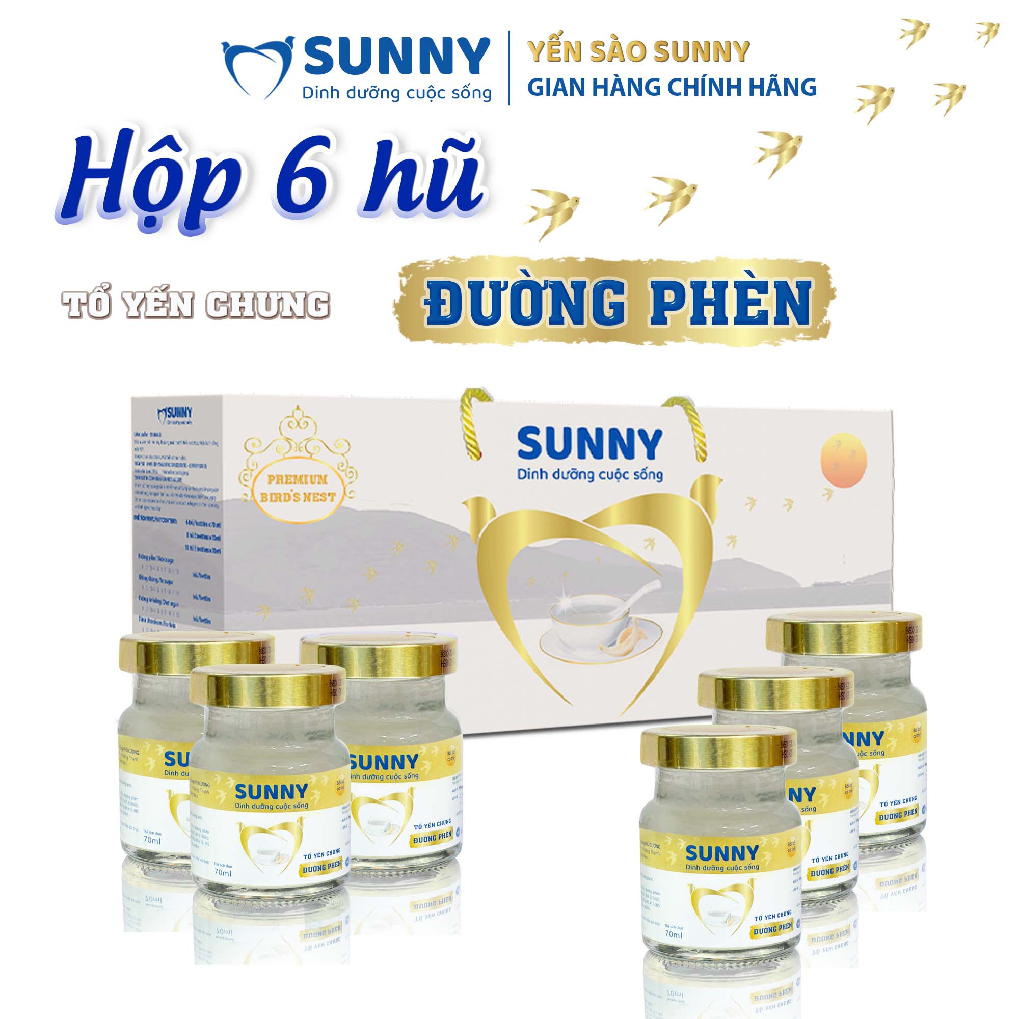 Hộp 6 hũ Yến sào SUNNY - Yến sào Khánh Hòa chưng sẳn