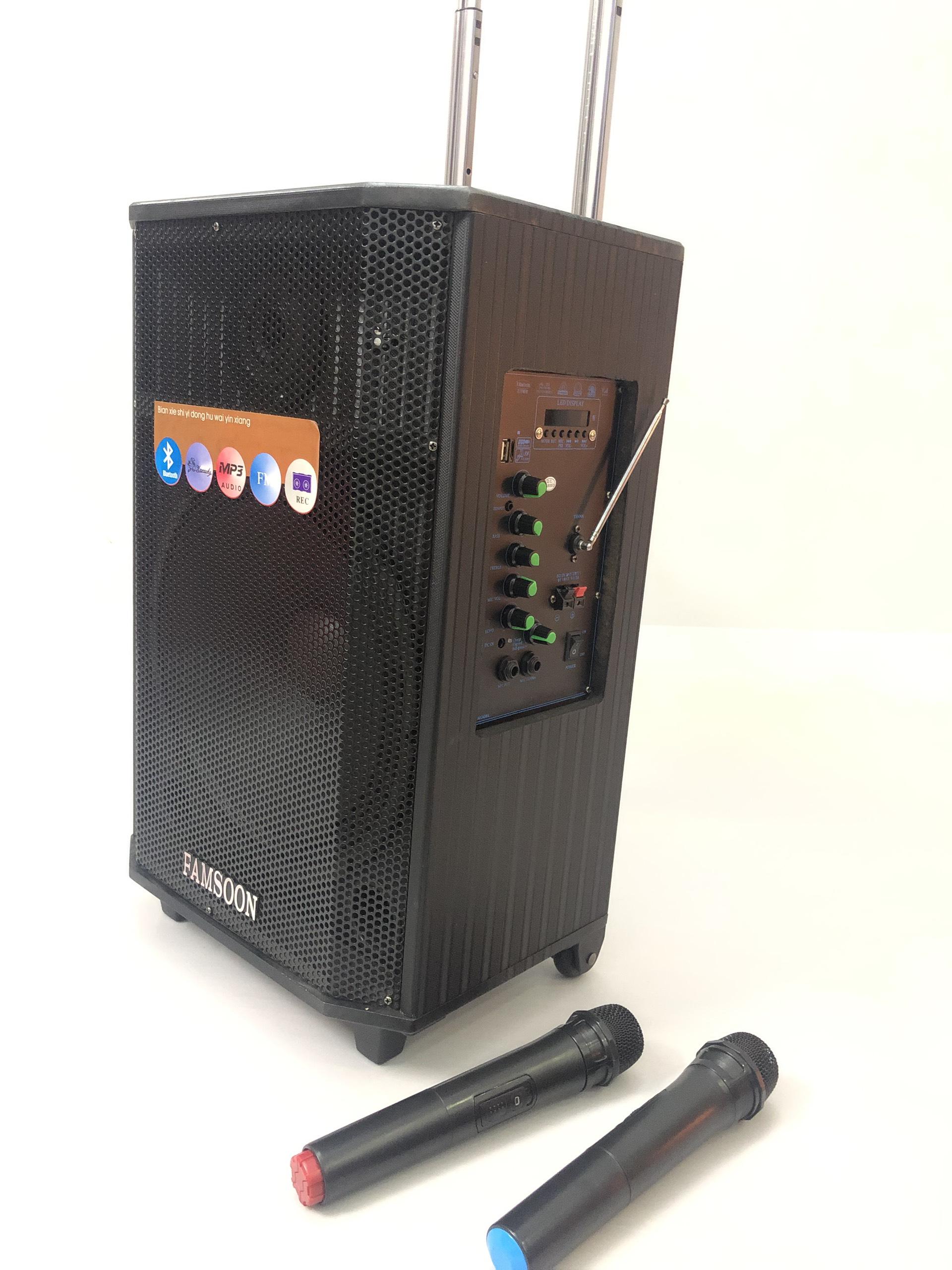 Loa kéo nhập khẩu cao cấp hát cực hay bass chắctặng kèm 2 mic ko dây