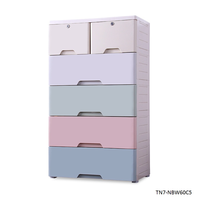 Tủ nhựa 5 tầng 6 ngăn có khóa mẫu mới size lớn TN7-NBW60C5 (60 x 40 x 99cm)