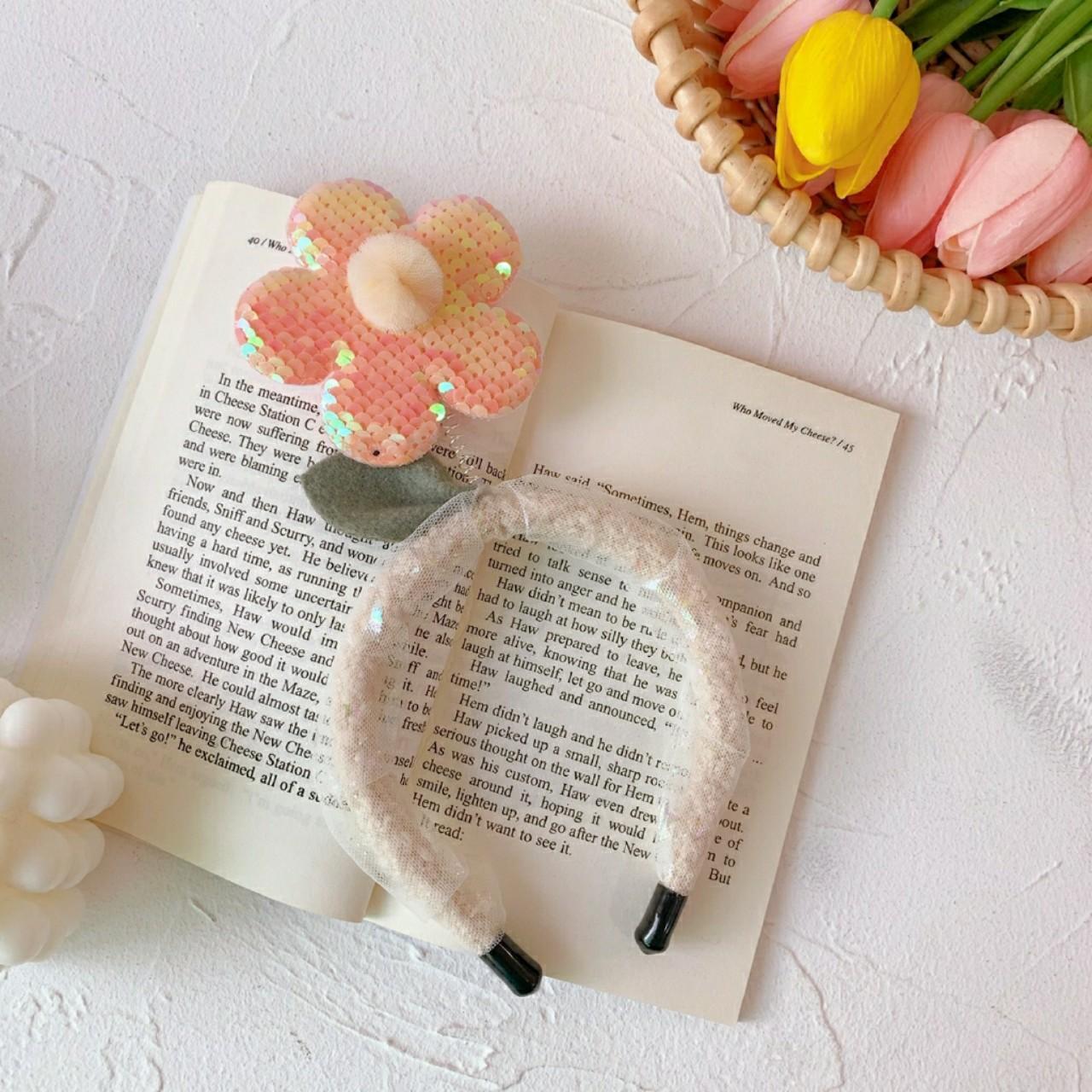 Băng đô , cài tóc , bờm tóc hoa kim sa cute cho bé