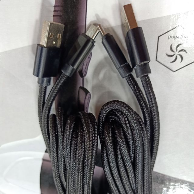 Cáp sạc dây dù dài 3m siêu bền sạc đt android, micro usb, đầu 8600
